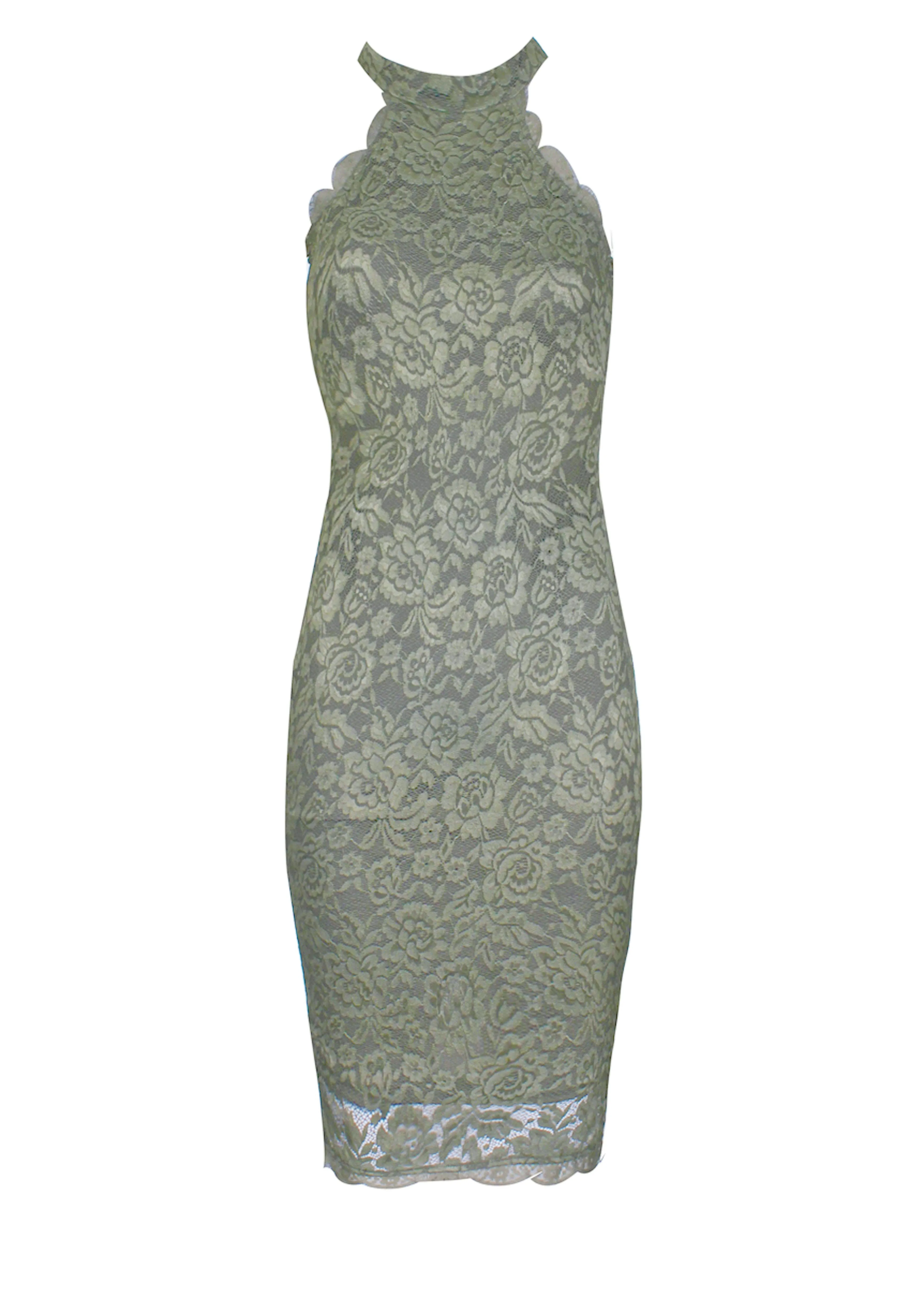 Khaki Cut In Neck Detail Lace Midi Dress sold by AX Paris product image thumbnail 4