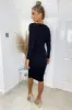 Black Wide Neck Ruched Bodycon Dress sold by AX Paris