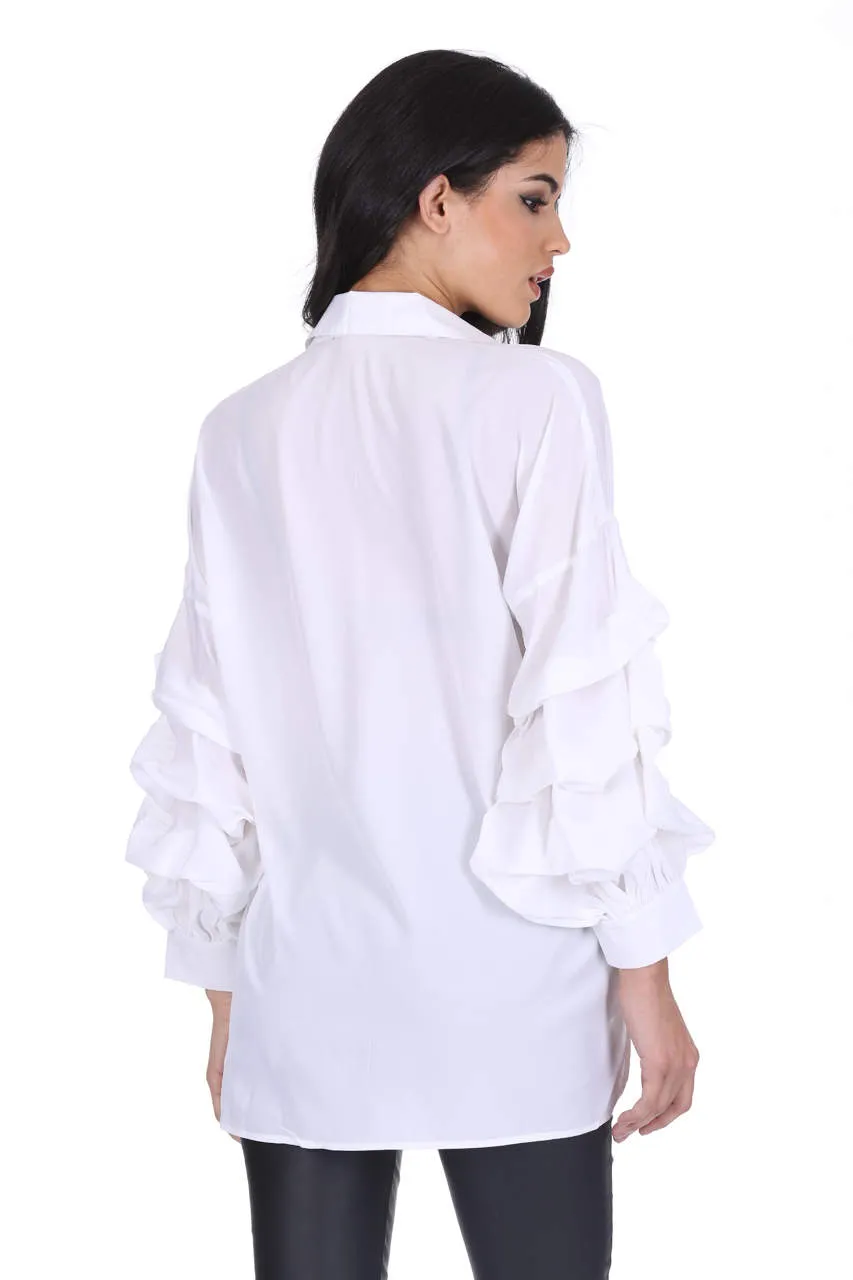 White Ruffle Sleeve Shirt sold by AX Paris product image thumbnail 3