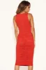 Red Cowl Neck Ruched Side Bodycon Midi Dress sold by AX Paris