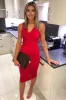 Red Cowl Neck Ruched Side Bodycon Midi Dress sold by AX Paris