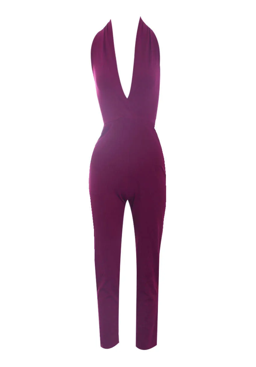 Plum Halter Neck Jumpsuit sold by AX Paris product image thumbnail 4