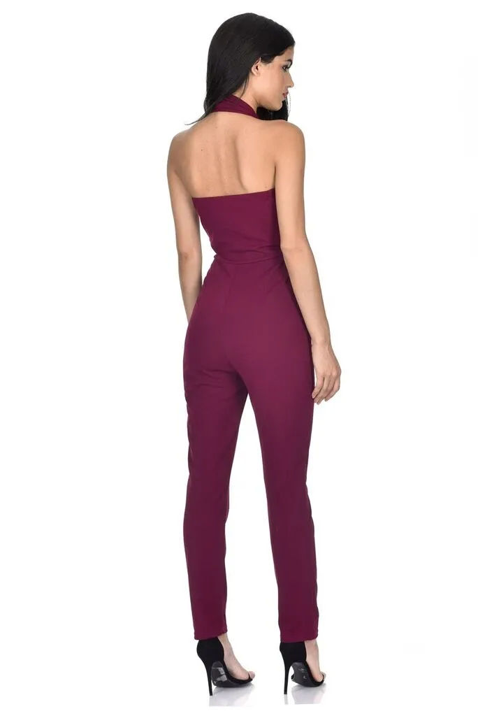 Plum Halter Neck Jumpsuit sold by AX Paris product image thumbnail 3