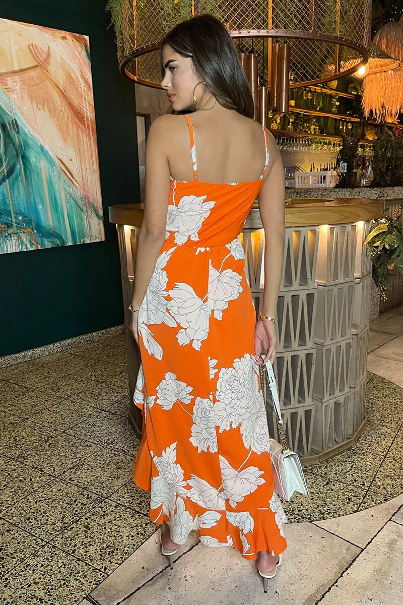 Blood Orange Frill Hem Midi Dress sold by AX Paris product image thumbnail 5