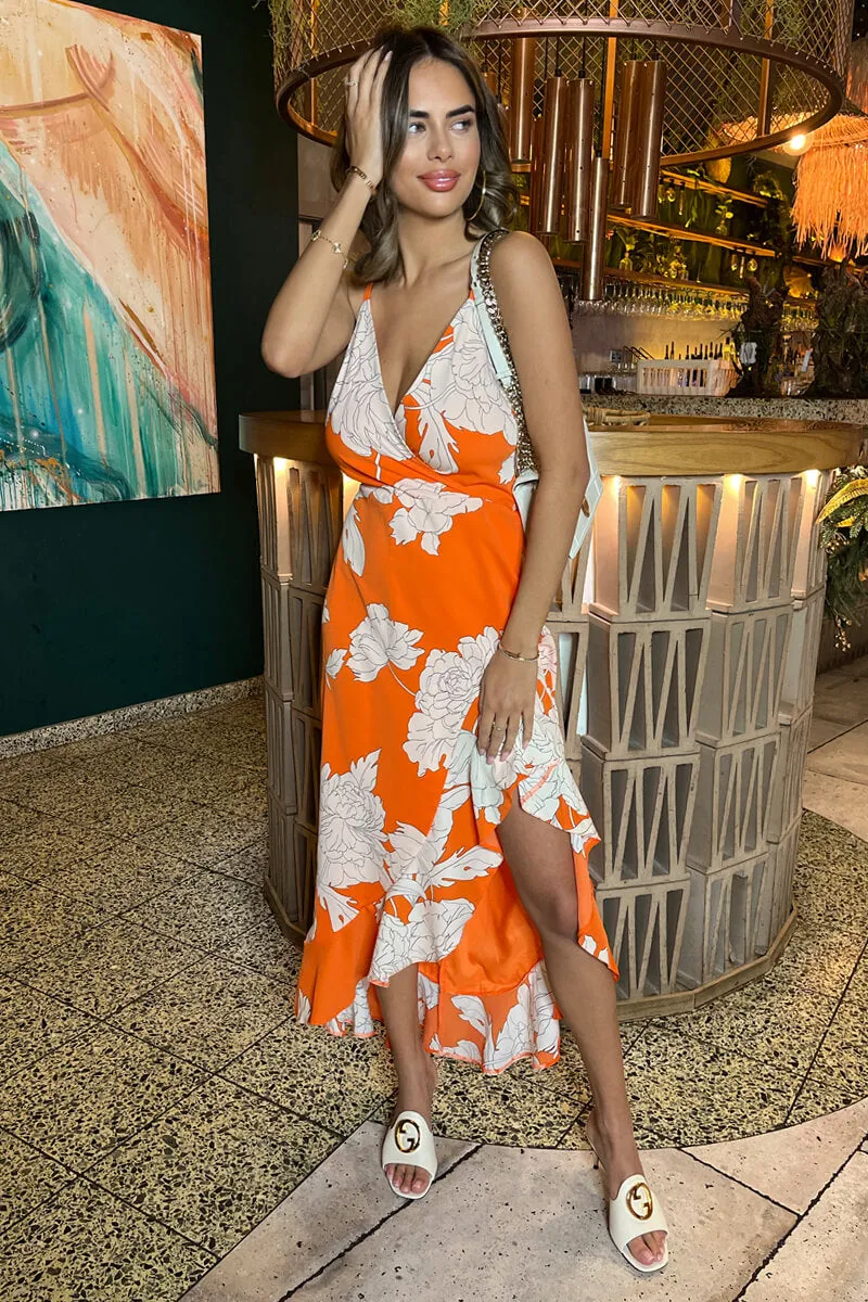 Blood Orange Frill Hem Midi Dress sold by AX Paris product image thumbnail 3