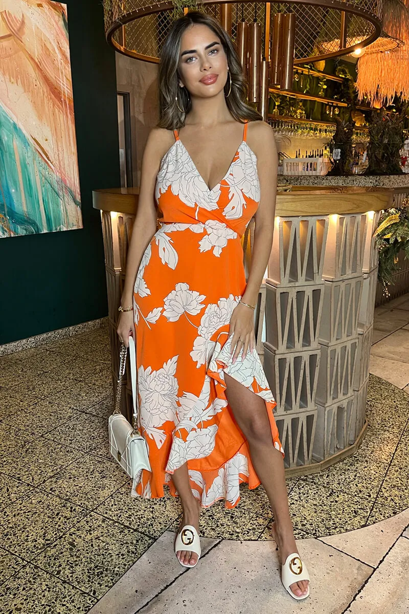 Blood Orange Frill Hem Midi Dress sold by AX Paris