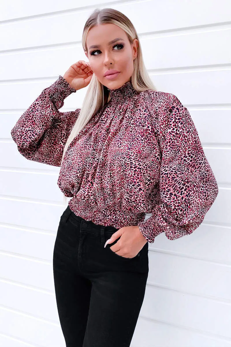Red Ditsy Shirring Crop Blouse sold by AX Paris product image thumbnail 2