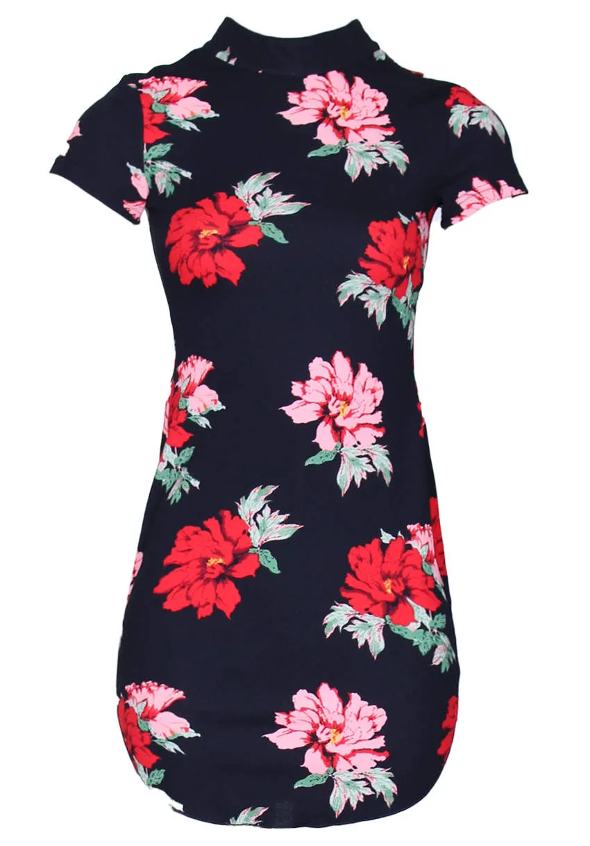 Black Floral High Neck Mini Dress sold by AX Paris product image thumbnail 4