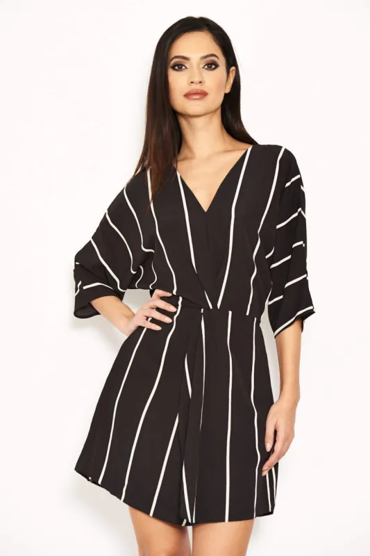 Black and White Striped Wrap Mini Dress sold by AX Paris