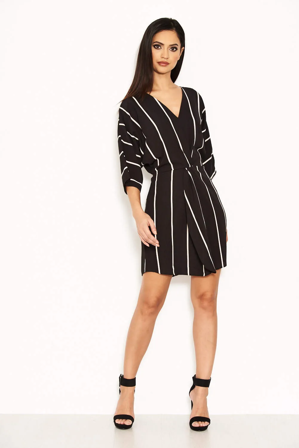 Black and White Striped Wrap Mini Dress sold by AX Paris product image thumbnail 2