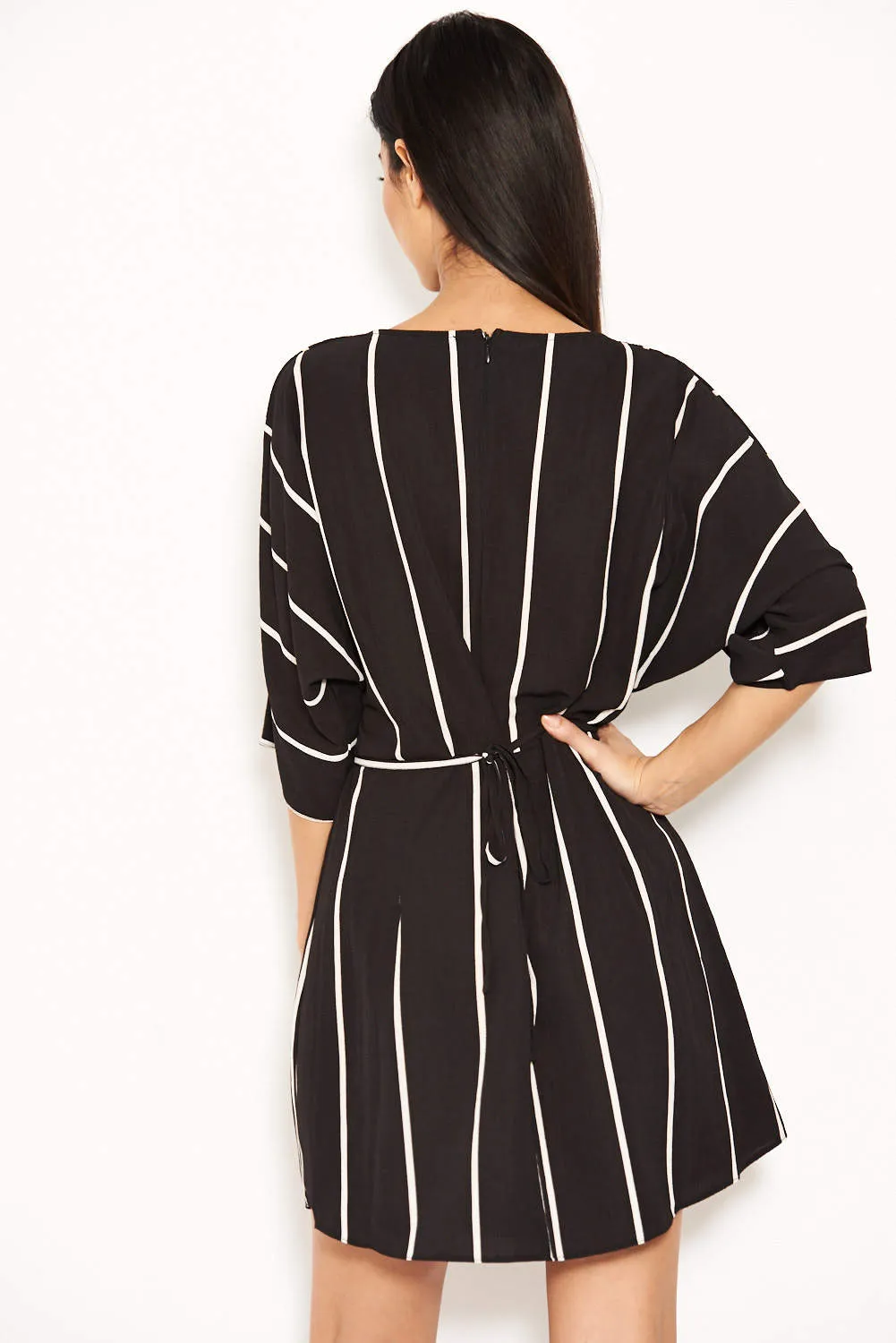 Black and White Striped Wrap Mini Dress sold by AX Paris product image thumbnail 3