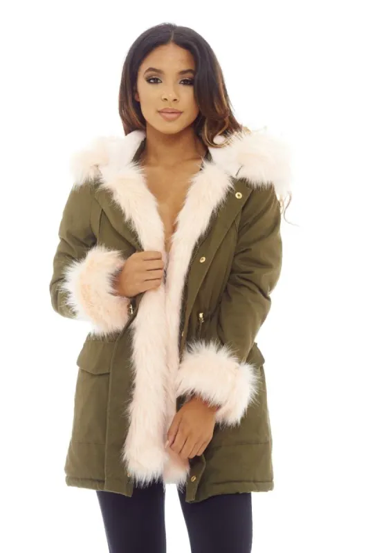 Khaki Parka Jacket sold by AX Paris