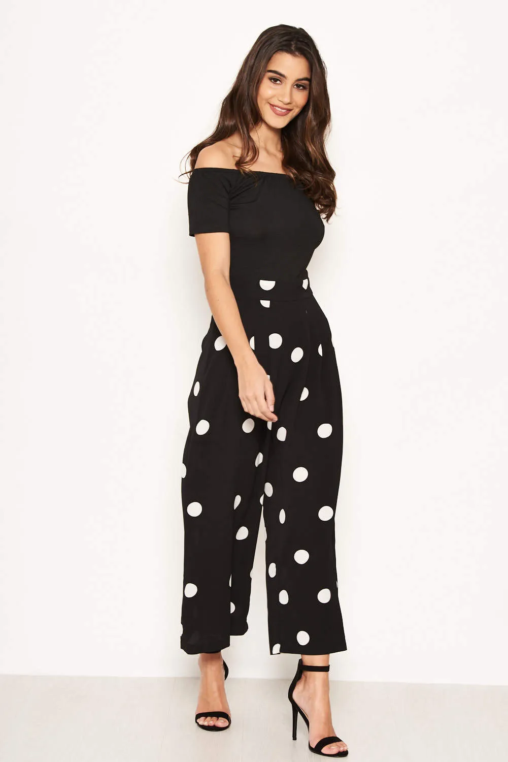 Black Spot Print Bardot Jumpsuit sold by AX Paris product image thumbnail 5