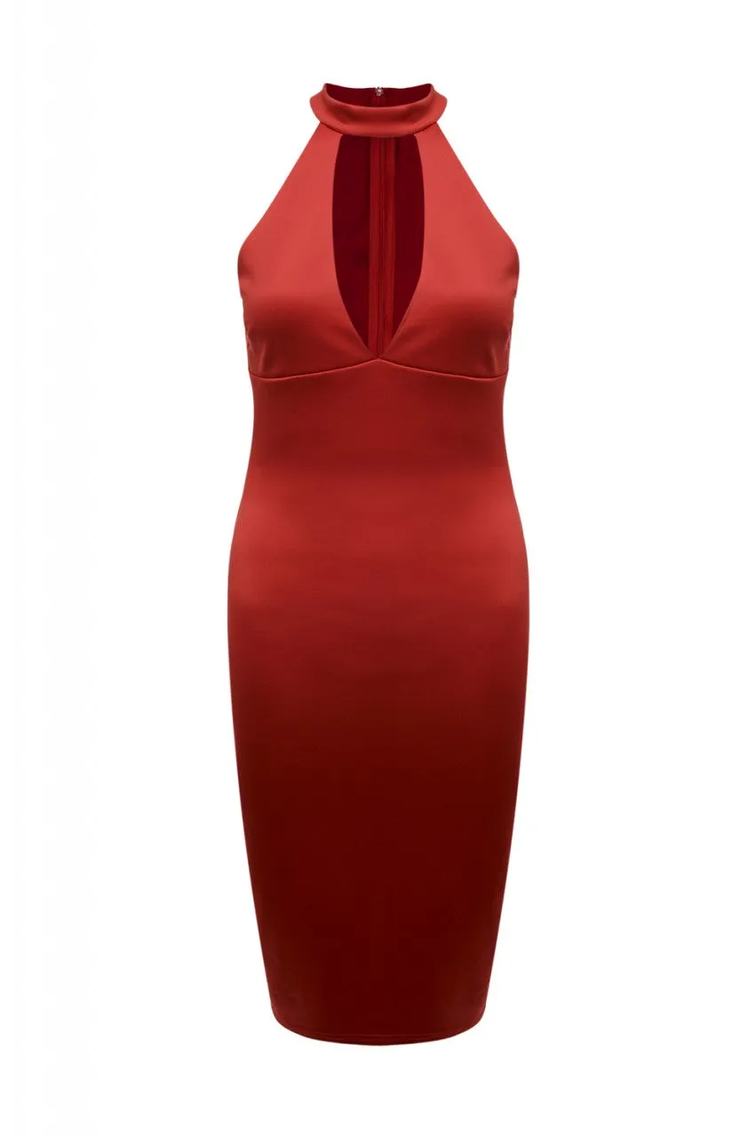 Red Midi Dress with Cut Out Neck sold by AX Paris product image thumbnail 5