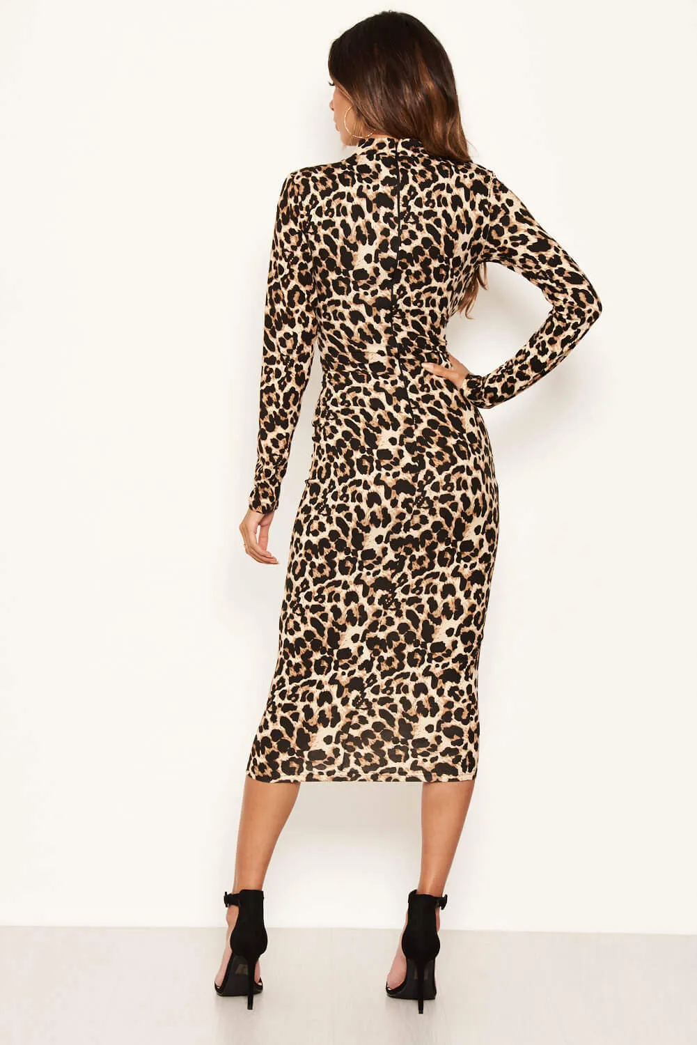 Leopard Print High Neck Bodycon Midi Dress sold by AX Paris product image thumbnail 4