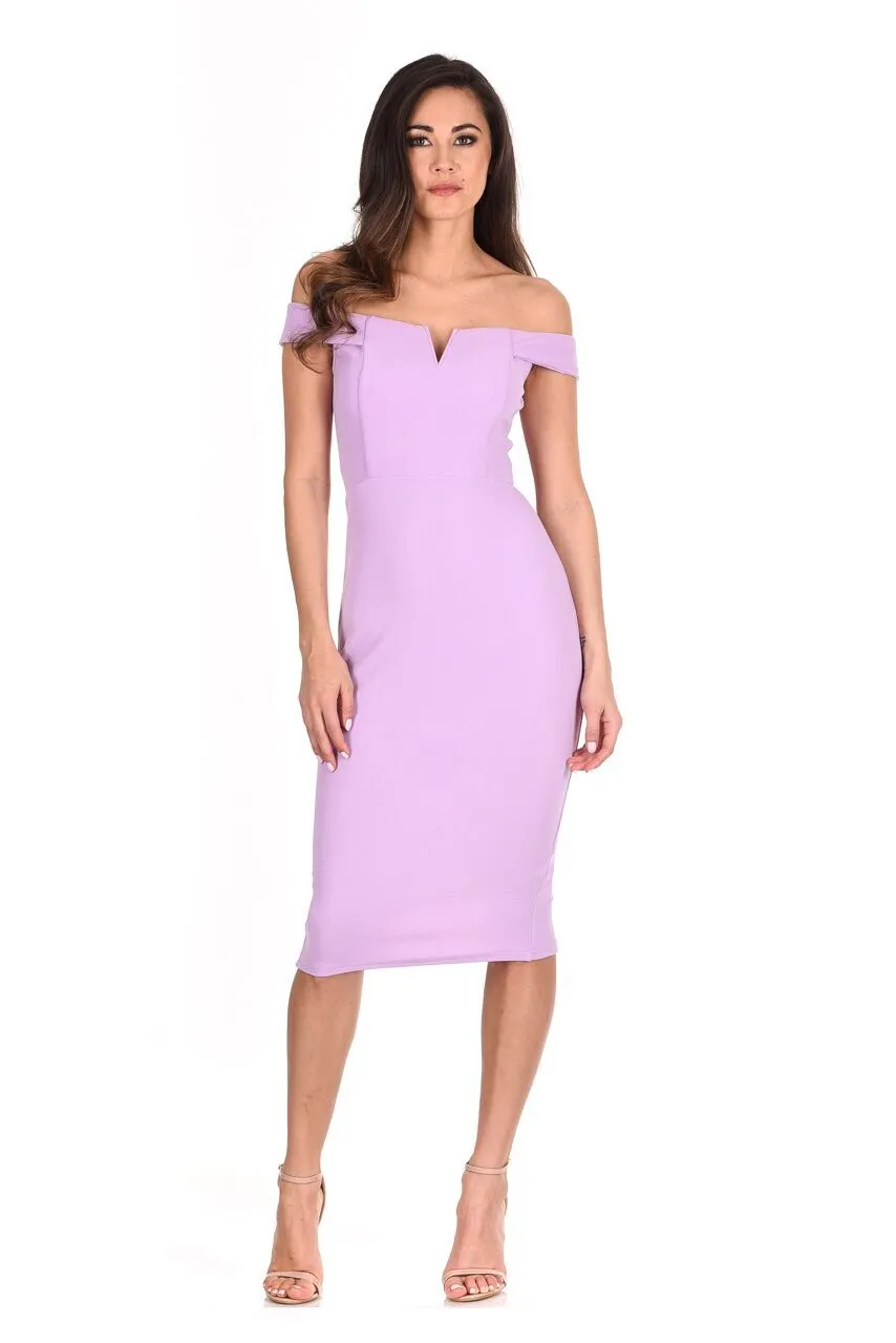 Lilac Bardot Bodycon Dress sold by AX Paris product image thumbnail 2