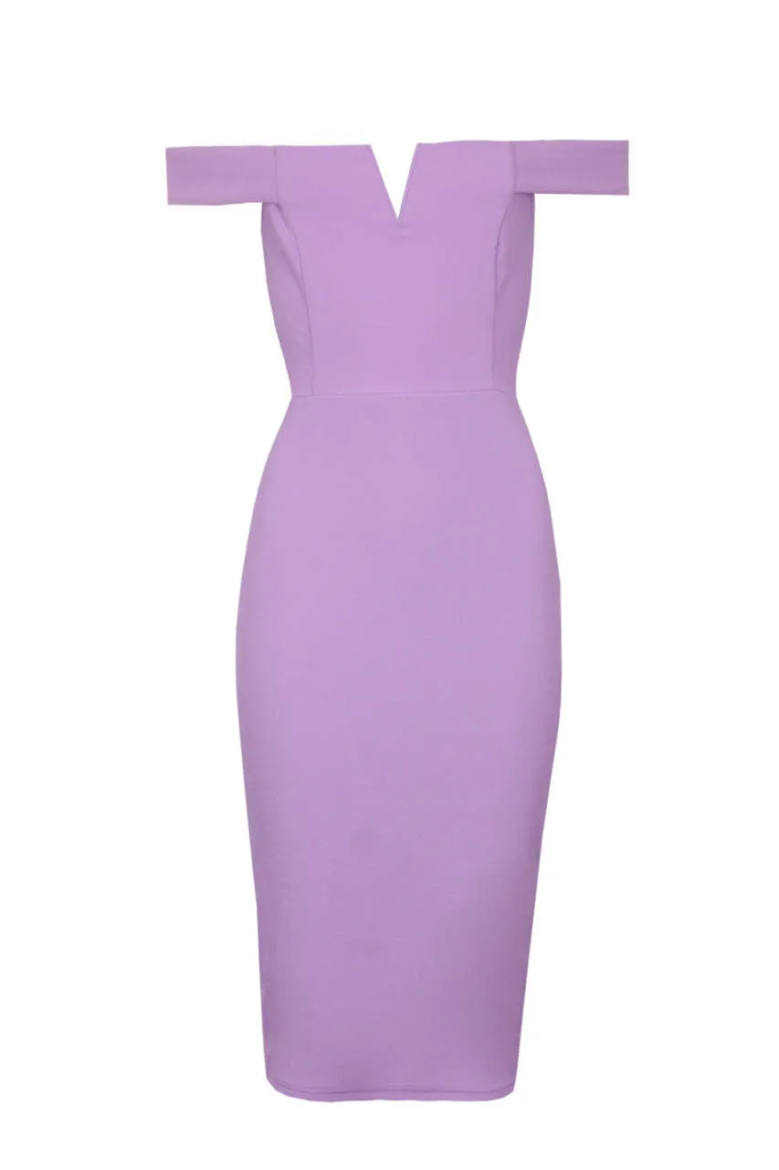 Lilac Bardot Bodycon Dress sold by AX Paris product image thumbnail 4