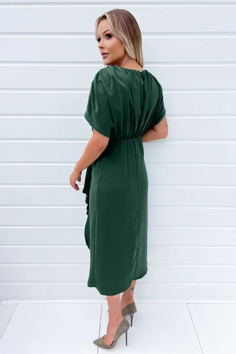 Teal Batwing Gathered Top Midi Dress sold by AX Paris product image thumbnail 4