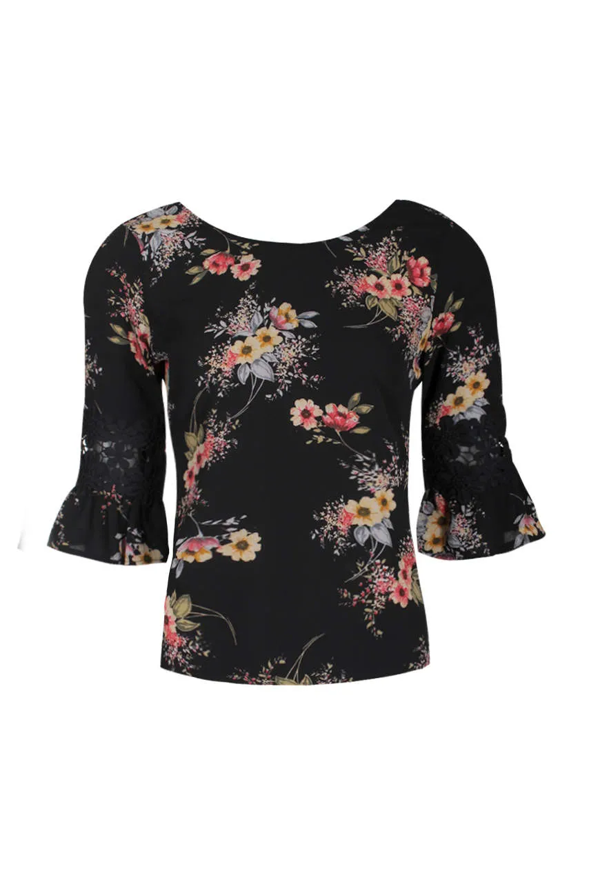 Black Floral Crochet Detail Top sold by AX Paris product image thumbnail 4