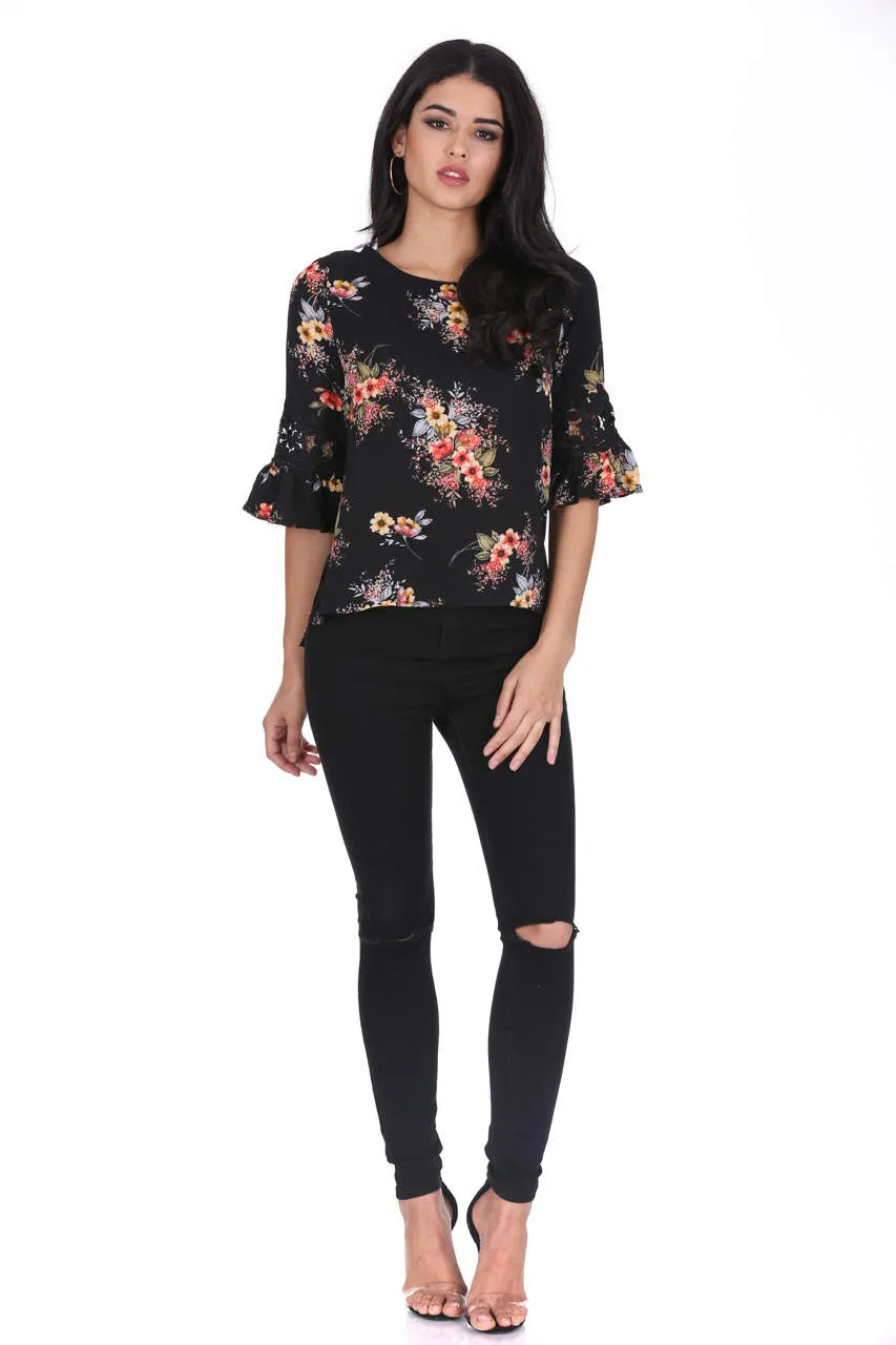 Black Floral Crochet Detail Top sold by AX Paris product image thumbnail 2