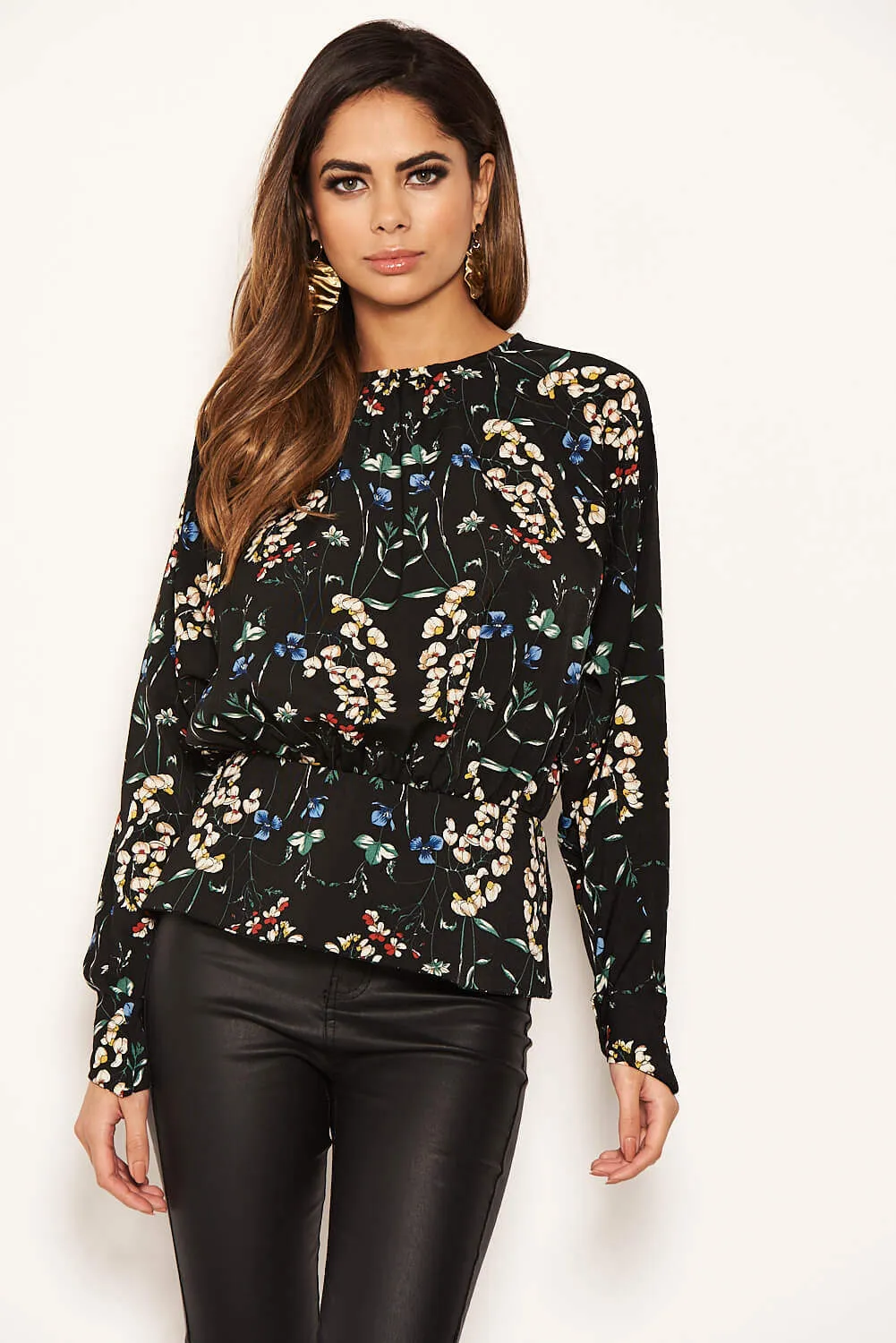 Black Floral Back Split Top sold by AX Paris product image thumbnail 3