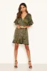 Khaki Leopard Print Full Wrap Mini Dress sold by AX Paris