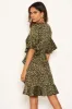 Khaki Leopard Print Full Wrap Mini Dress sold by AX Paris