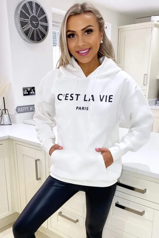 Cream Cest La Vie Oversized Hoodie sold by AX Paris