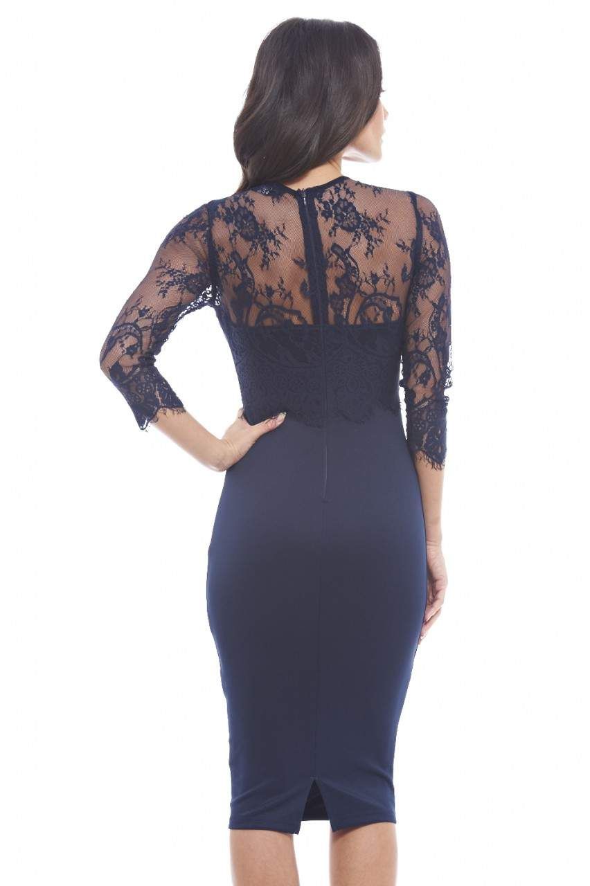 Eyelash Lace Long Sleeve Overlay dress sold by AX Paris product image thumbnail 5