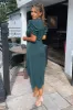 Teal Wrap Over Tie Midi Dress sold by AX Paris