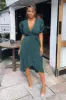 Teal Wrap Over Tie Midi Dress sold by AX Paris