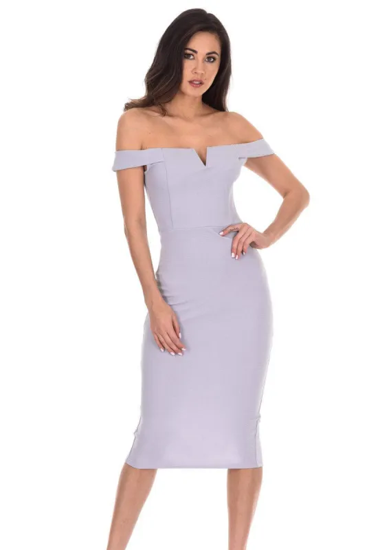 Silver Bardot Bodycon Dress sold by AX Paris