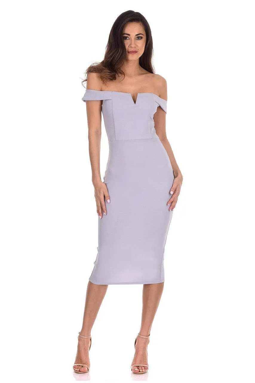 Silver Bardot Bodycon Dress sold by AX Paris product image thumbnail 2