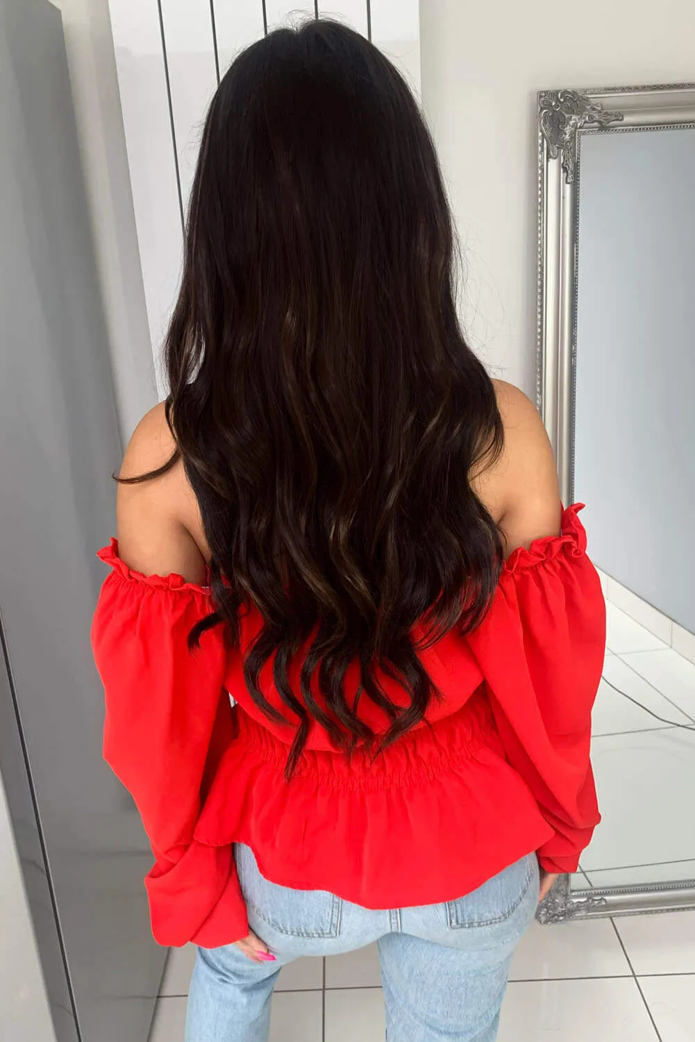 Red Square Neck Elasticated Top sold by AX Paris product image thumbnail 4