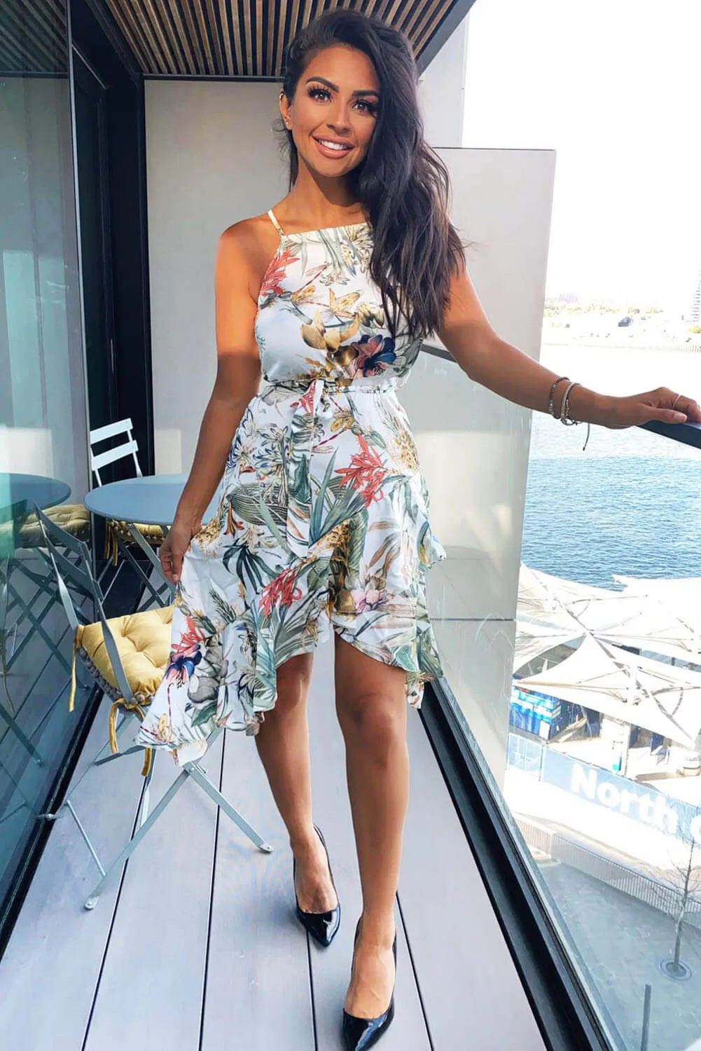 Cream Tropical Wrap Dress sold by AX Paris