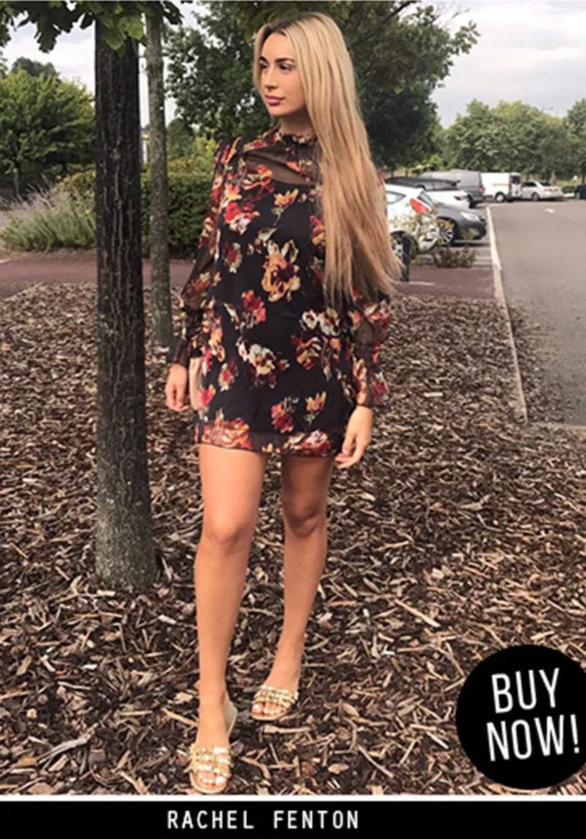 Black High Neck Frilled Dress sold by AX Paris