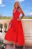 Red Elastic Waist Maxi Dress sold by AX Paris