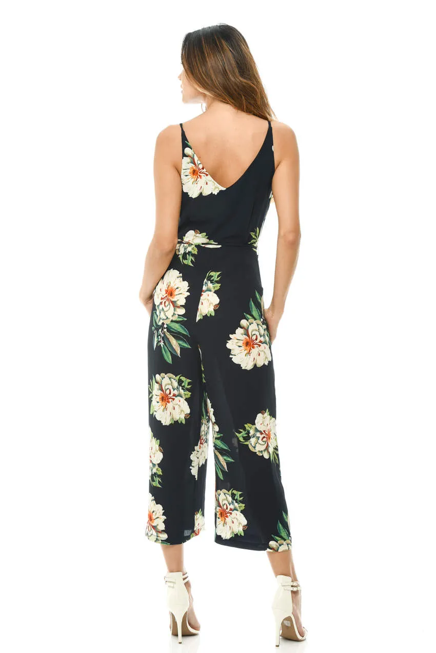 Navy Floral Printed Culotte Jumpsuit sold by AX Paris product image thumbnail 3