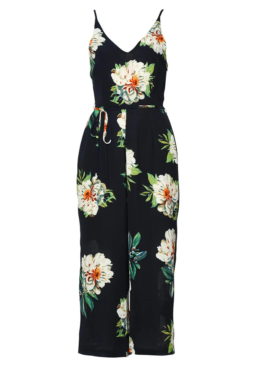 Navy Floral Printed Culotte Jumpsuit sold by AX Paris product image thumbnail 4