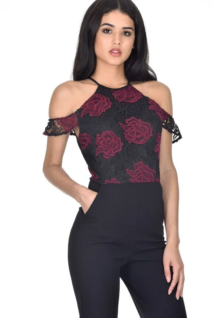 Black Crochet Overlay Jumpsuit sold by AX Paris product image thumbnail 2