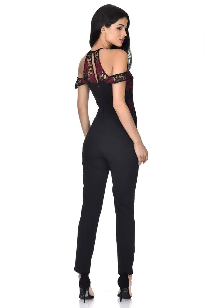 Black Crochet Overlay Jumpsuit sold by AX Paris product image thumbnail 3