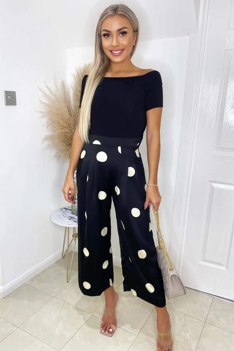 Black And Stone Polka Dot 2 in 1 Jumpsuit sold by AX Paris