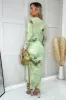 Lime Printed Mesh Overlay Long Sleeve Bodycon Midi Dress sold by AX Paris