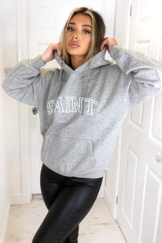 Grey Saint Oversized Hoodie sold by AX Paris