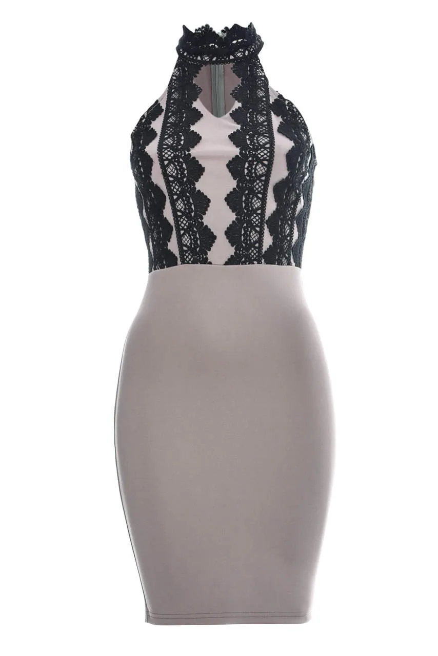 High Neck Lace Front Bodycon Mini Dress sold by AX Paris product image thumbnail 4