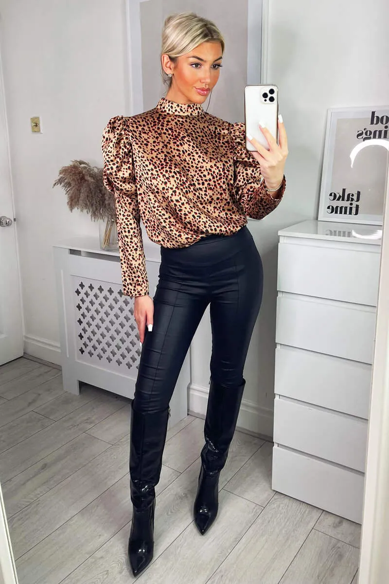 Multi Animal Print High Neck Puff Sleeve Blouse sold by AX Paris product image thumbnail 3