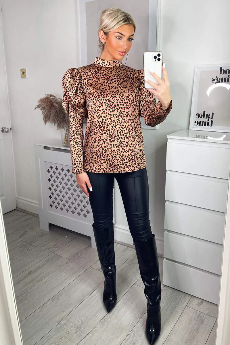 Multi Animal Print High Neck Puff Sleeve Blouse sold by AX Paris product image thumbnail 4