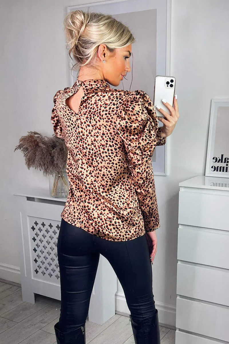 Multi Animal Print High Neck Puff Sleeve Blouse sold by AX Paris product image thumbnail 5