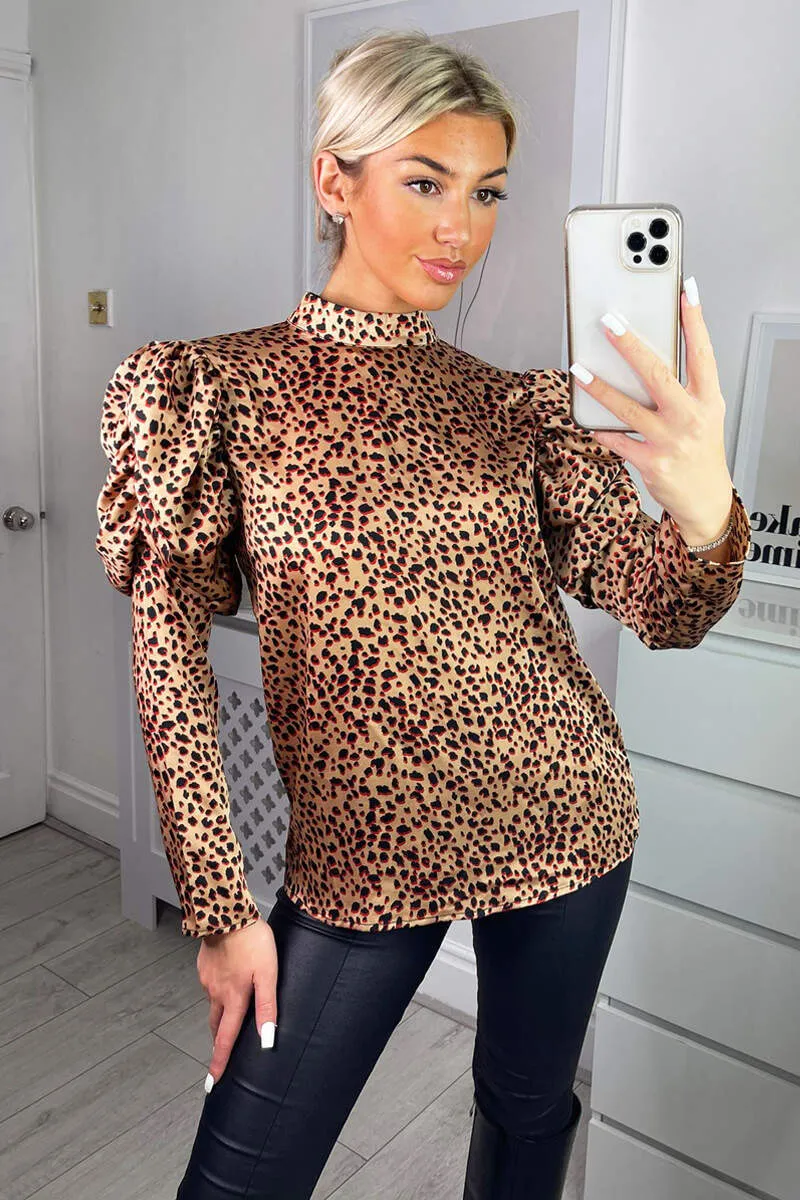 Multi Animal Print High Neck Puff Sleeve Blouse sold by AX Paris product image thumbnail 2