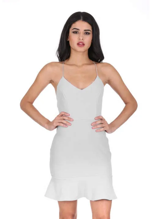 Silver Frill Hem Mini Dress sold by AX Paris